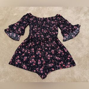 Floral Bell Sleeve Off the Shoulder Romper